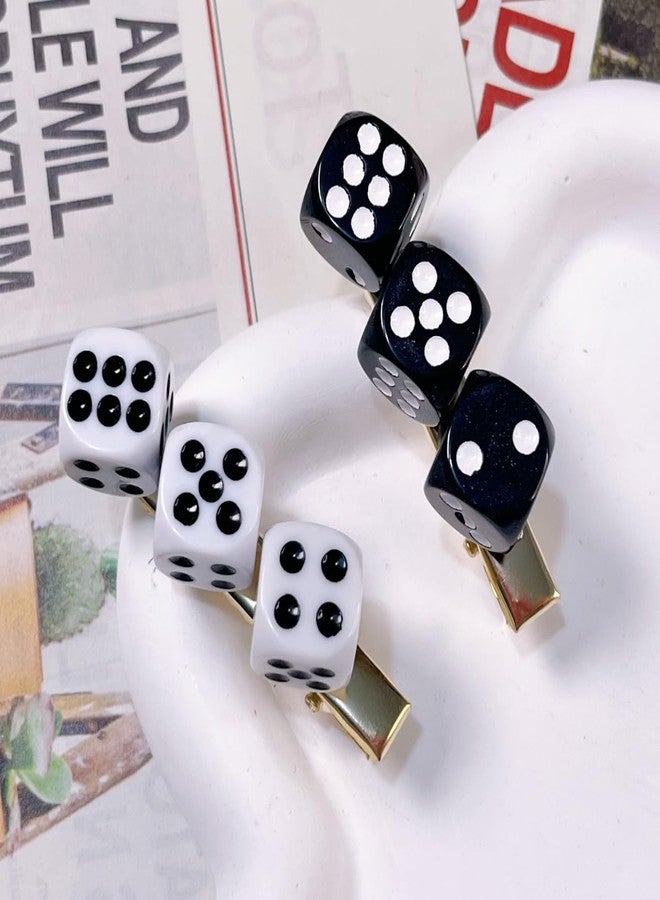 TUCEWP 4Pcs Dice Hair Clips for Women Girls Funny Resin Dice Cube Hair Pins Goth Punk Black White Dice Hair Barrette Nonslip Metal Alligator Clips for Long Thick Hair Trendy Lovely Hair Accessories - Image 4